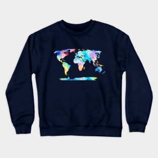 Watercolor World Map Crewneck Sweatshirt